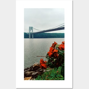 George Washington Bridge Red Roses Posters and Art